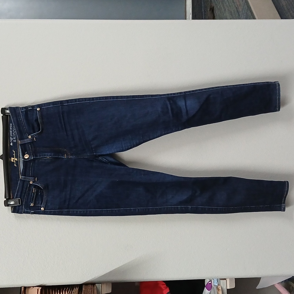 7 For All Mankind The High Waist Ankle Skinny Jeans Size 27